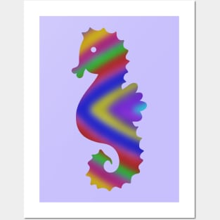 Rainbow Glow Seahorse Posters and Art